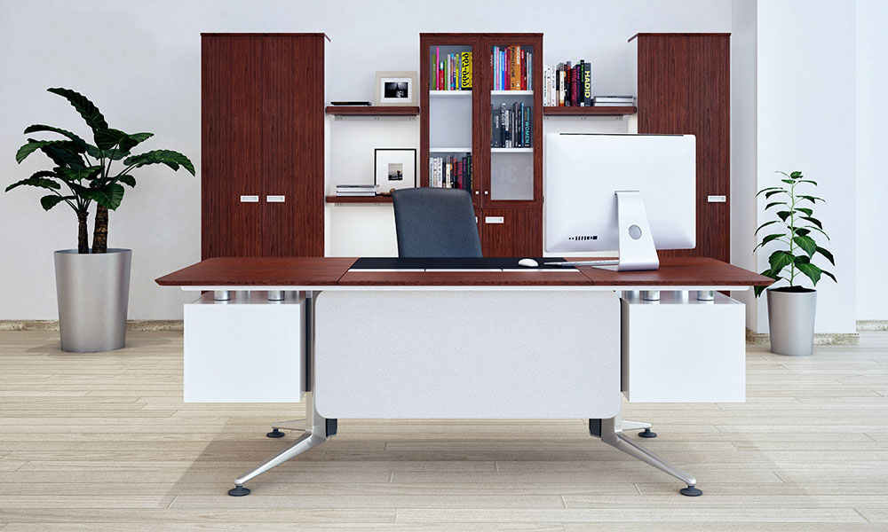 Bàn giám đốc chân sắt phủ Veneer K2110E-V