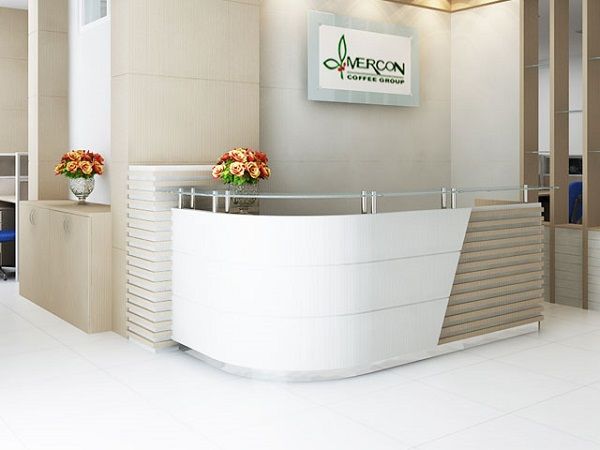 quầy lễ tân kim loại kết hợp kính